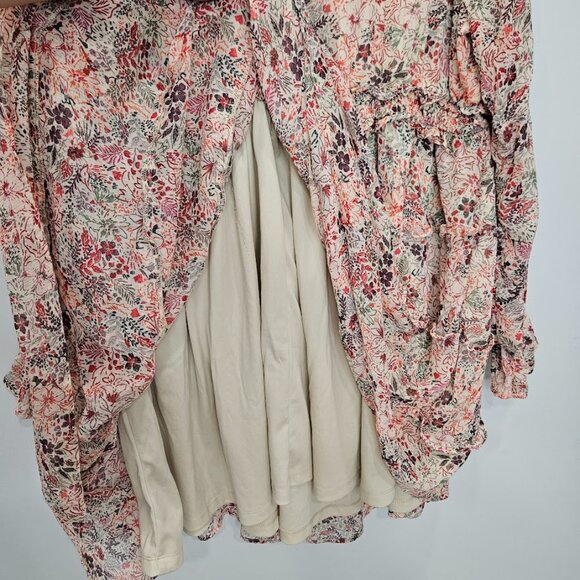 Torrid Floral Dress Long Sleeve Chiffon Long Sleeve Ruffle Mini Short Pink 3X - Picture 11 of 12